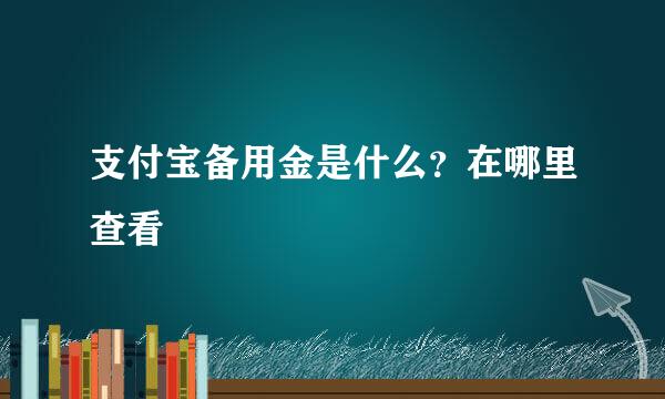 支付宝备用金是什么？在哪里查看