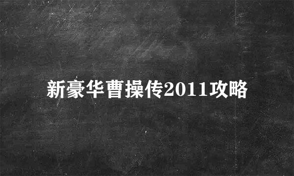 新豪华曹操传2011攻略
