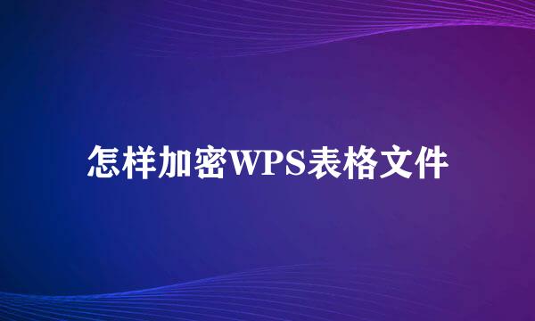 怎样加密WPS表格文件