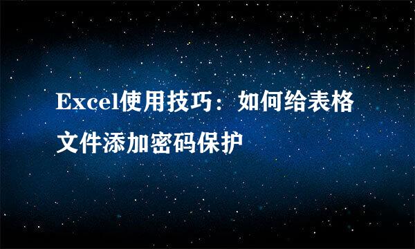 Excel使用技巧：如何给表格文件添加密码保护