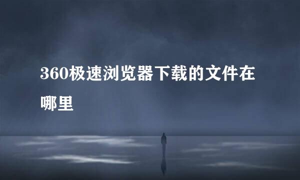 360极速浏览器下载的文件在哪里