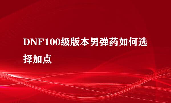 DNF100级版本男弹药如何选择加点