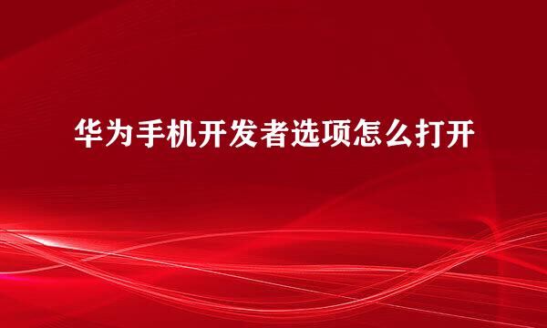 华为手机开发者选项怎么打开