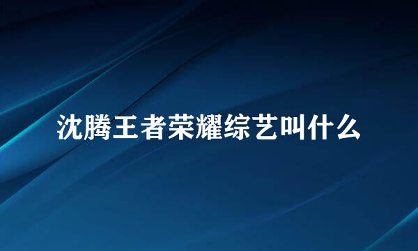沈腾王者荣耀综艺叫什么