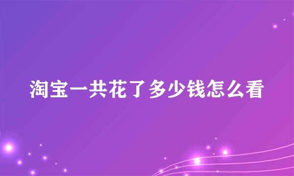 淘宝一共花了多少钱怎么看