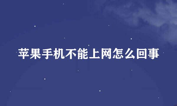 苹果手机不能上网怎么回事