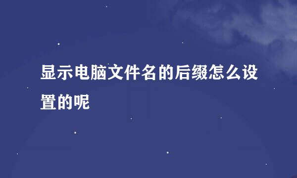 显示电脑文件名的后缀怎么设置的呢