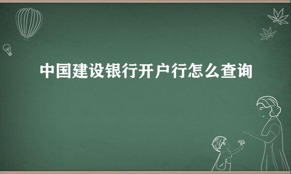 中国建设银行开户行怎么查询