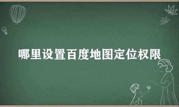 哪里设置百度地图定位权限