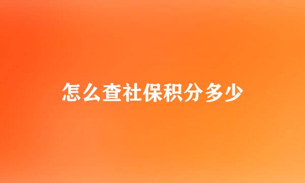 怎么查社保积分多少