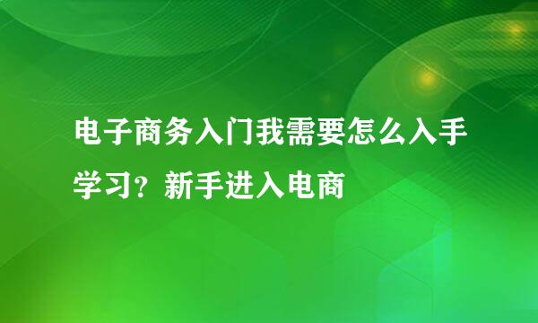 电子商务入门我需要怎么入手学习？新手进入电商