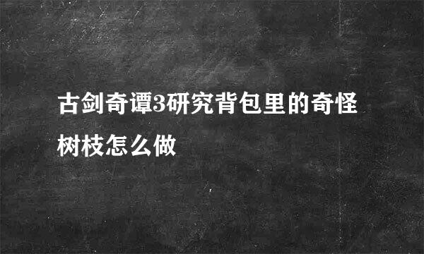 古剑奇谭3研究背包里的奇怪树枝怎么做