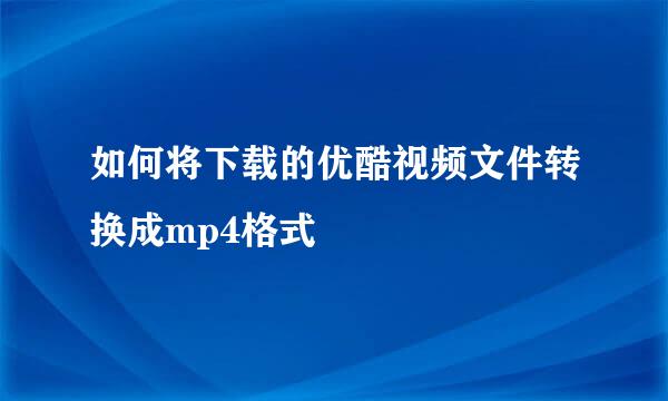 如何将下载的优酷视频文件转换成mp4格式