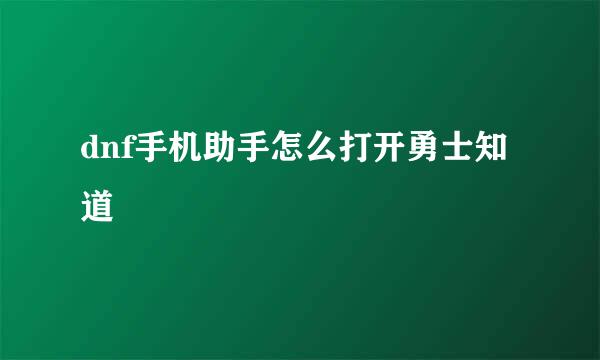 dnf手机助手怎么打开勇士知道