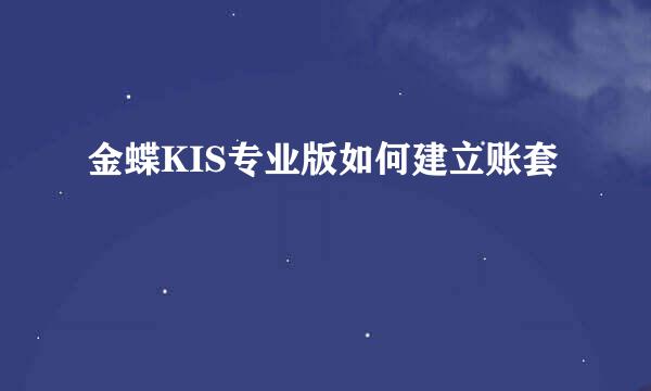 金蝶KIS专业版如何建立账套