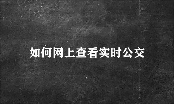 如何网上查看实时公交