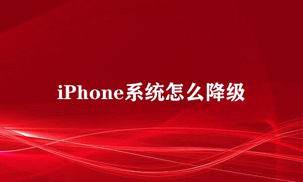 iPhone系统怎么降级