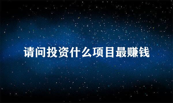请问投资什么项目最赚钱