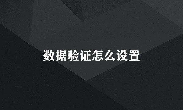 数据验证怎么设置