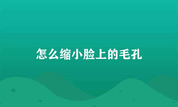 怎么缩小脸上的毛孔
