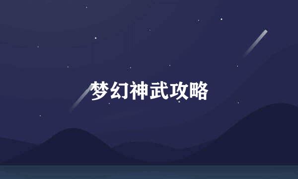 梦幻神武攻略