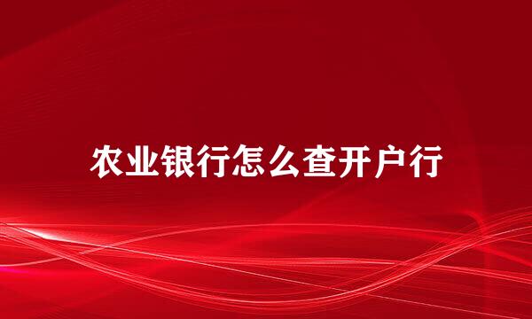农业银行怎么查开户行