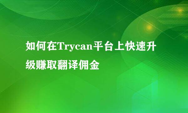 如何在Trycan平台上快速升级赚取翻译佣金