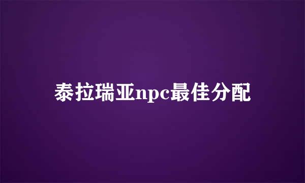 泰拉瑞亚npc最佳分配