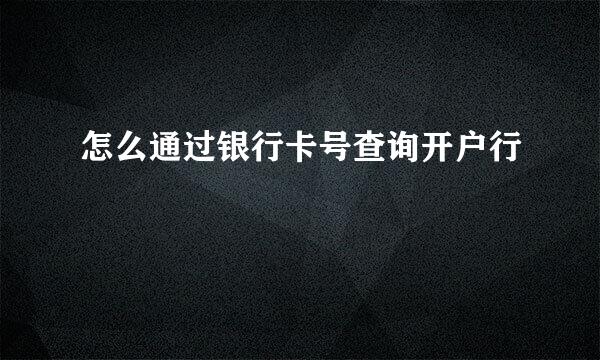 怎么通过银行卡号查询开户行