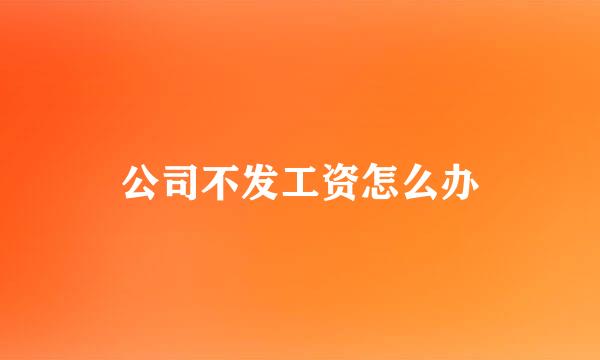 公司不发工资怎么办