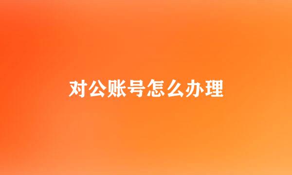 对公账号怎么办理