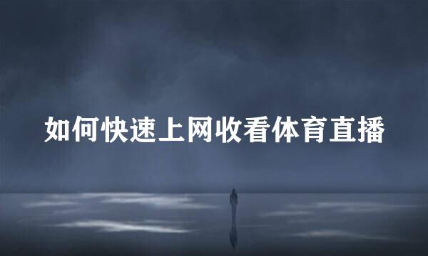 如何快速上网收看体育直播