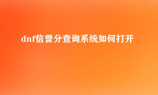 dnf信誉分查询系统如何打开