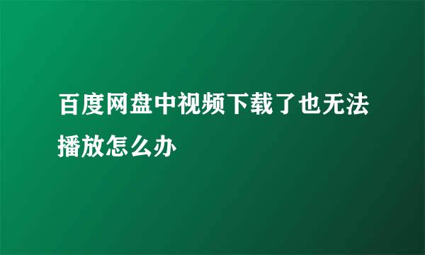 百度网盘中视频下载了也无法播放怎么办