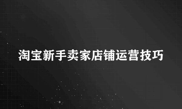 淘宝新手卖家店铺运营技巧