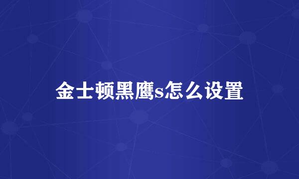 金士顿黑鹰s怎么设置