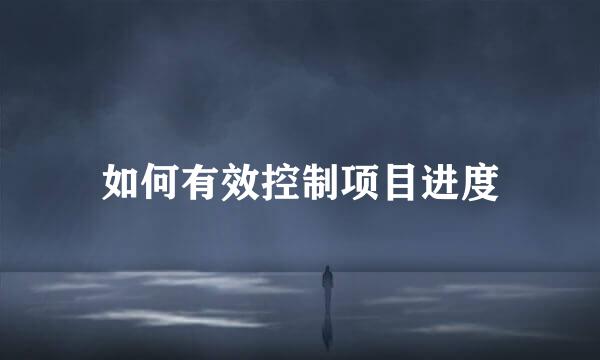 如何有效控制项目进度
