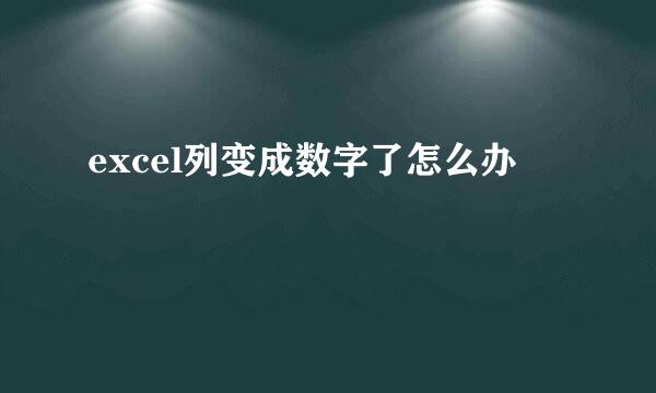 excel列变成数字了怎么办