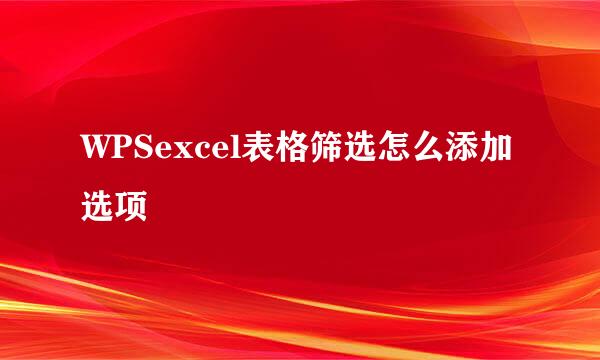 WPSexcel表格筛选怎么添加选项