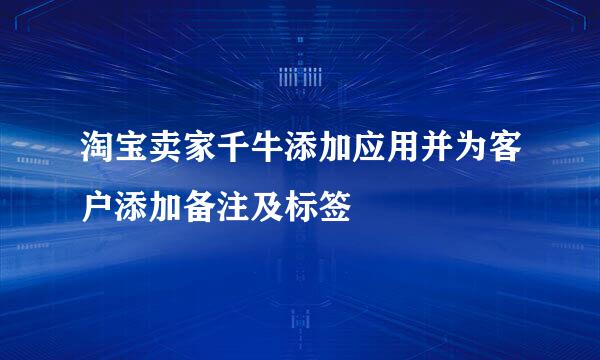 淘宝卖家千牛添加应用并为客户添加备注及标签