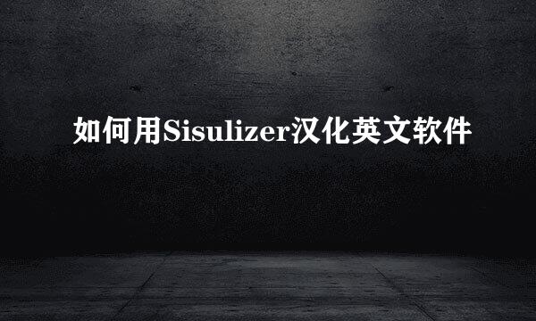 如何用Sisulizer汉化英文软件