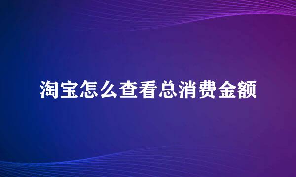 淘宝怎么查看总消费金额