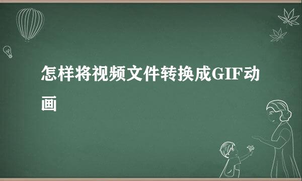 怎样将视频文件转换成GIF动画
