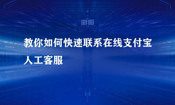 教你如何快速联系在线支付宝人工客服