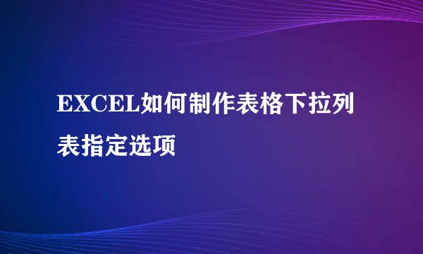 EXCEL如何制作表格下拉列表指定选项