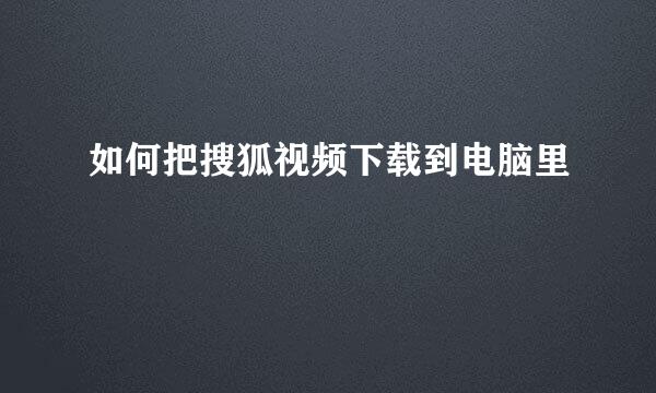 如何把搜狐视频下载到电脑里