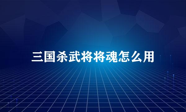 三国杀武将将魂怎么用