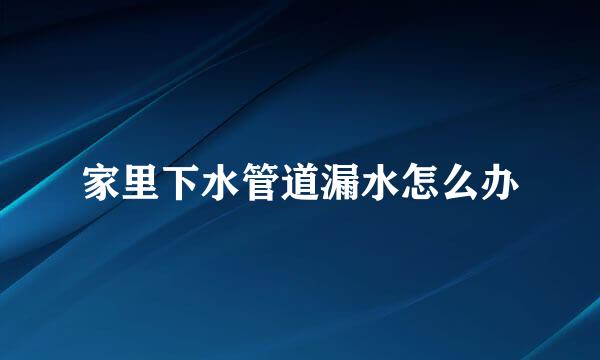 家里下水管道漏水怎么办