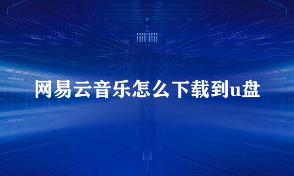 网易云音乐怎么下载到u盘
