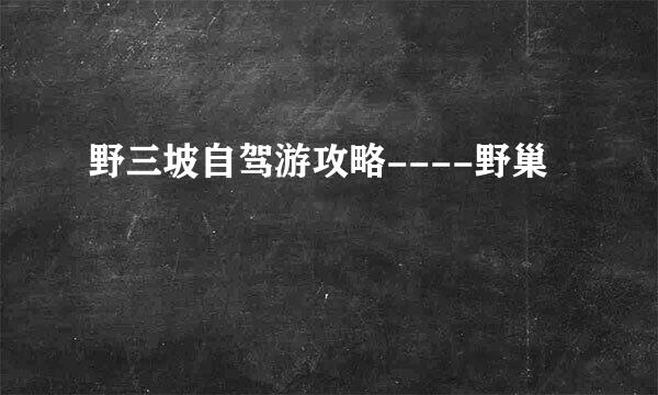 野三坡自驾游攻略----野巢